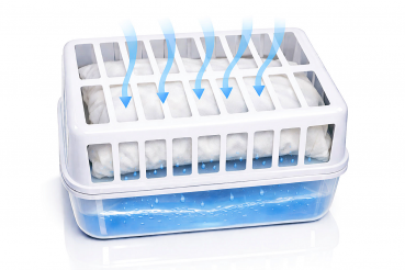 Preview: Luftentfeuchter Raumentfeuchter Set: 1 Gerät + 2 Nachfüllpackungen - verhindert Schimmel, Moder, üble Gerüche, Stockflecken